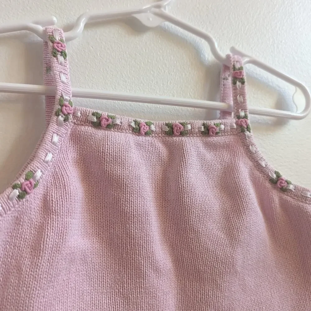 Vtg 90s Gymboree Tank Top Girls Sz 2-3T Pink Knitted